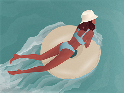 Summer Vibe - Illustration chill clean editorial girl illustration illustrator summer swim swimmingpool vacation vacay vector web webillustration