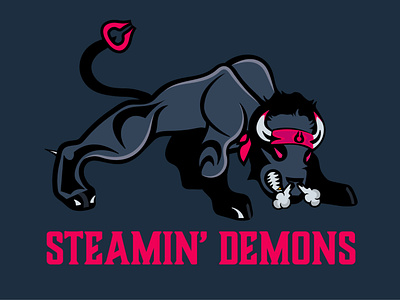 Steamin' Demons illustration logo sports