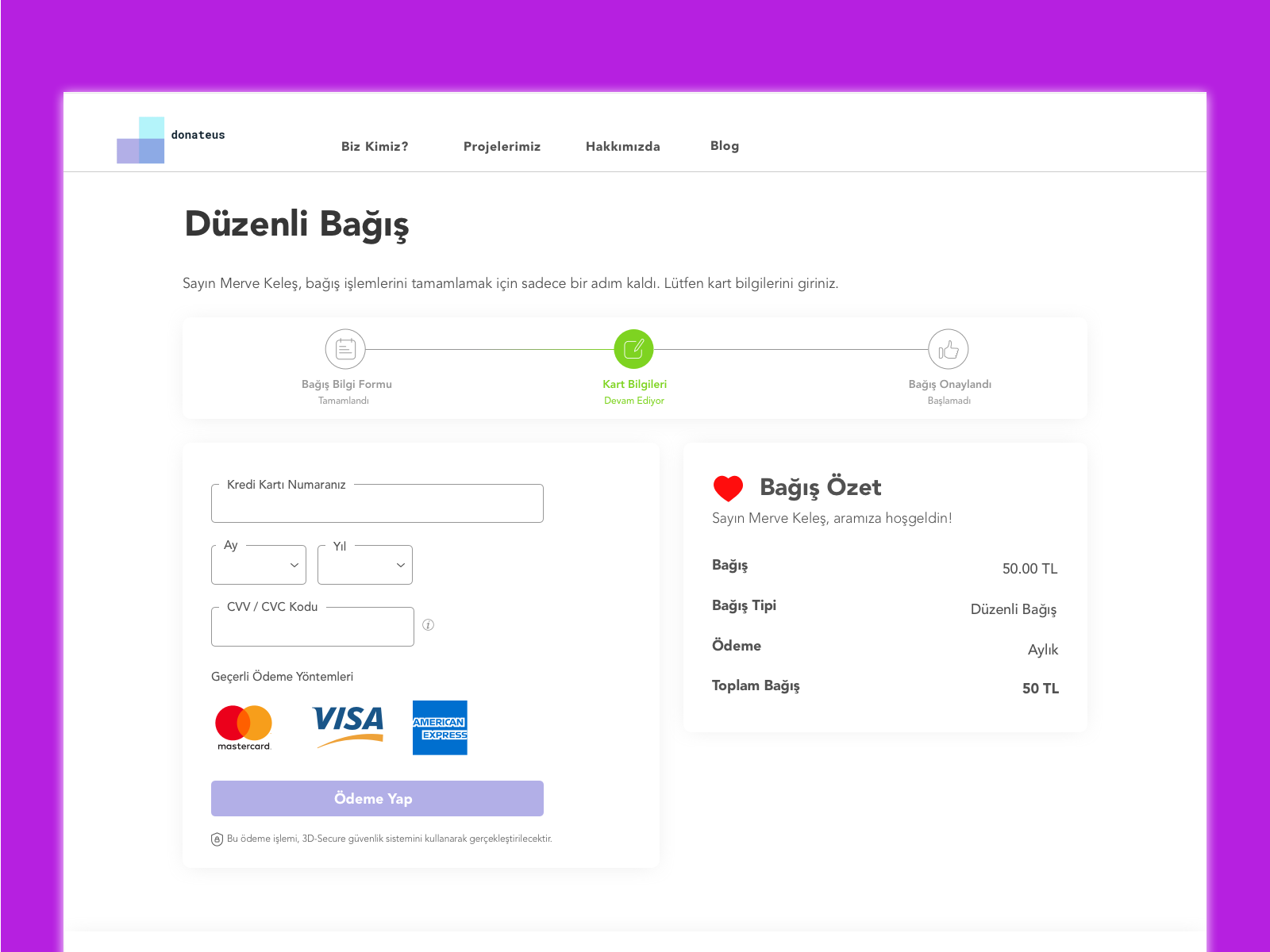 Donation Payment Page by Merve Keles on Dribbble