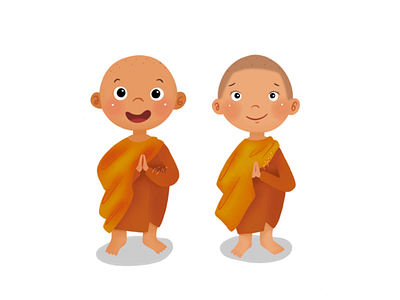 Cute Buddhist boy buddhist character children book children illustration cute girl illustration kids religion