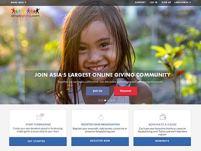 New Simplygiving.com clean design flat mockup simplygiving web website