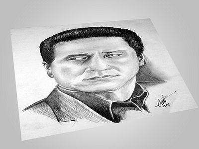 Jackie Chan - Pencil Drawing black drawing paper sketch