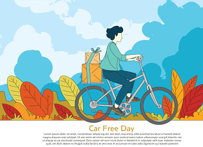 car free day cartoon character design flat illustration ui ux vector vectorart web