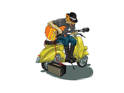 Fox Singing fox guitarist ilustration t shirtdesign vector