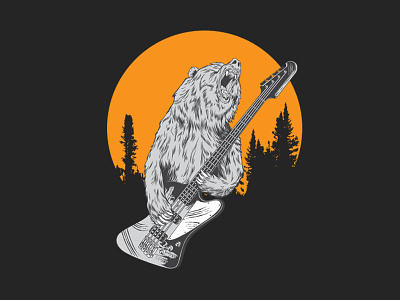 bassist bear bassist bear character music t shirt design vector