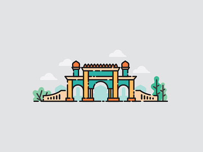 Akbar Masjid Gate design flat flatdesign green inspiration simple vector vectorart