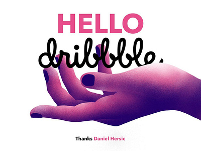 Hello Dribbble! community dribbble hand hello hello dribble illustration new procreate texture thanks