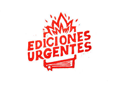 Ediciones Urgentes book editorial fire linocut linoleum logotype