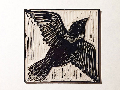 ENGRAVED BIRD bird blockprinting engraved printmaking