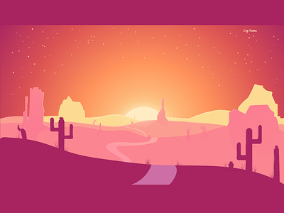 Desert adobe colors desert design flat gradient illustration illustrator landscape orange vector
