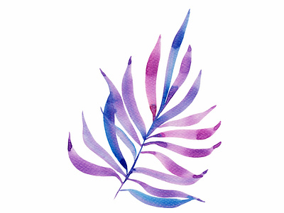 Light purple leaf. Watercolor hand drawn. design hand drawn illustration pattern tropical watercolor