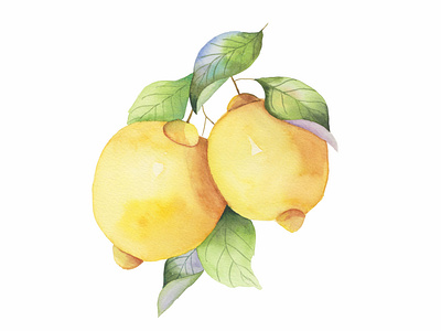 Bright watercolor Mediterranean lemons