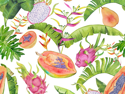 Juisy & colorful tropical fruits pattern