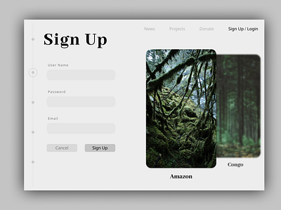 Day 01 || Daily UI Sign Up dailyui dailyui 001 dailyuichallenge design figma nature rainforest sign up ui web