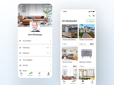 Houzz - mobile apps navigation redesign