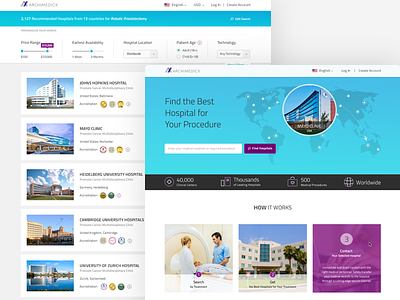 Archimedicx Website animation branding hospital hospital website interaction design mobile product responsive ui ux web ״medical tourism״