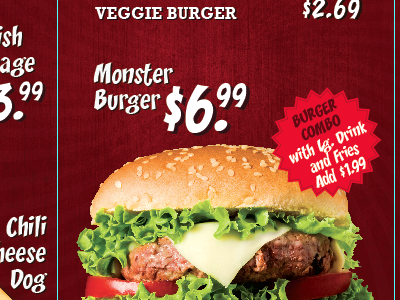~ Menu Progress ~ burger fast food menu red