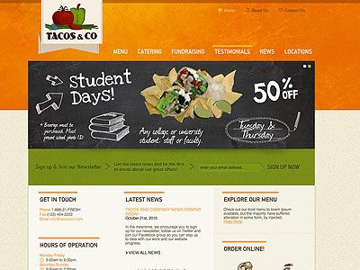 Tacos and Company Website food orange tacos website