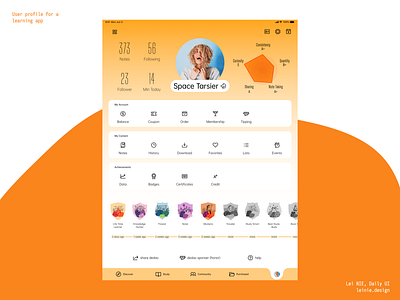 User Profile for a Learning App | Daily UI 006 account app daily ui 006 dailyui design figma figmadesign flat illustration ui