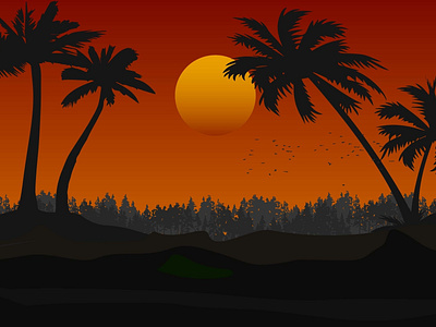 Sunset Palm animation app blue branding character design flat icon illusion illustration illustrator illustrator cc logo mobile silhoutte ui vector vector artwork web website