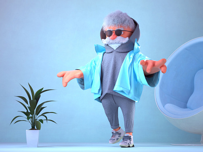 Old man 3d animation branding c4d clean design flat illustration illustrator web