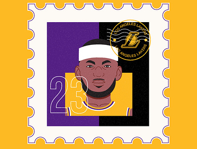 LeBron James Postage Stamp design illustration illustrator lakers lebron lebronjames nba postage postage stamp