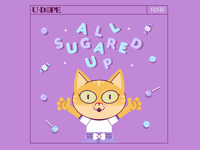 UDOPE: SUSHI ALL SUGARED UP candy cat girl illustration illustrator lolipop sushi