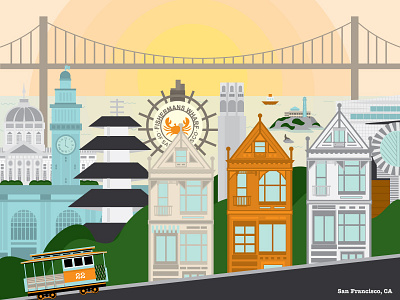 San Francisco, CA bay area california graphic design illustration san francisco vector