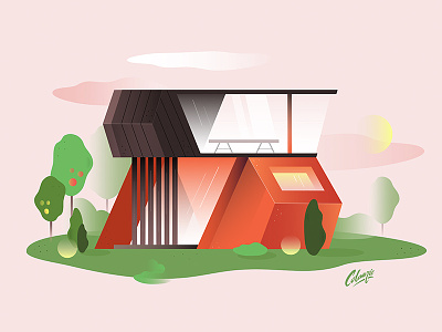 House color garden house illustration vector