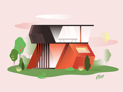 House color garden house illustration vector