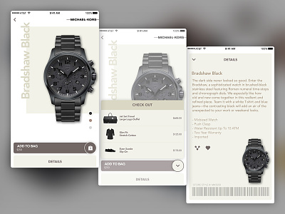 Michael Kors 1015 add app bag details ecommerce iphone michael kors ui ux watches