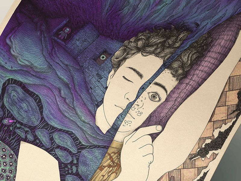 Engraved Memories - Detail phobia eyes blues dark illustraiton portrait ink inking fine art drawing details
