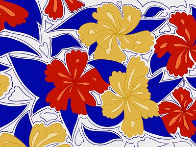 Mexico flower pattern blue drawing flowers illustration mexican mexico nature pattern procreate red yellow
