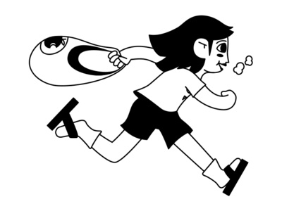 Kiko apple bag black body character child design digital draw girl illustration illustrator japan run supermarket training white