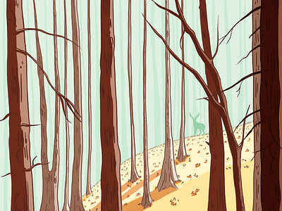 Forest #2 animal art deer digital draw forest illustration landscape nature procreate rough tree