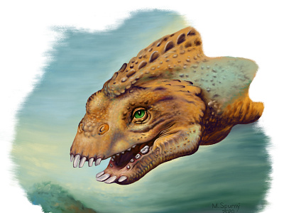 Placodus head digital painting dinosaur paleoart placodus