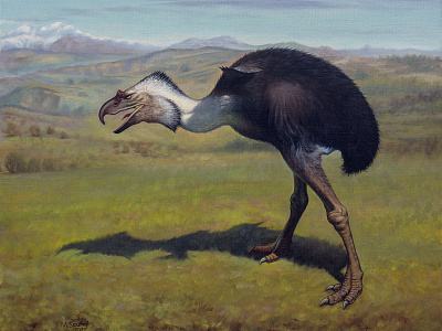 Phorusrhacos animal bird dinosaur extinct painting paleoart