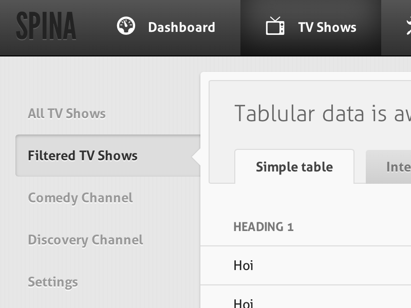 Different setup ui navigation spina user interface