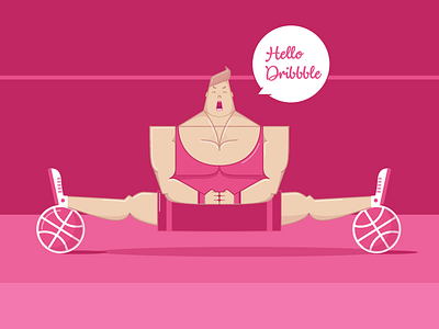 Hello Dribbble debut illustration pink vector