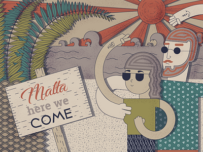Malta Digital adventure color cute illustration malta vector