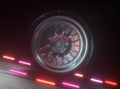 Wheel 3d cinema4d octanerender orange pink tire wheel