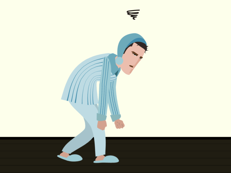 Lazy Day after effects animation character rigging illustrator lazy man motion design pijamas sleepy walk cycle walking