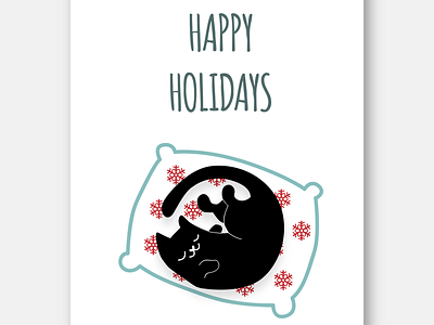 Catsmas Card 02 - Indy 2d adobeillustrator blackcat cat cat illustration catdesign catsmas christmascard digital digitalart flatdesign graphicart graphicdesign happyholidays illustration winter