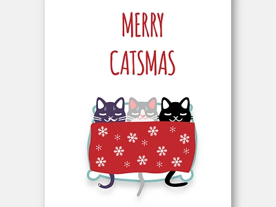 Merry Catsmas! 2dillustration adobeillustrator blackcat cat catillustration catlovers catsmas christmascard christmasmood composition creative design digitalart digitalartist flatdesign graphicdesign multimedia snowflakes typography vector