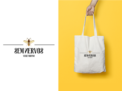 Sem Nervos - Tote Bag bee branding concept conceptbranding design digital digitalart restaurant vector vegetarian