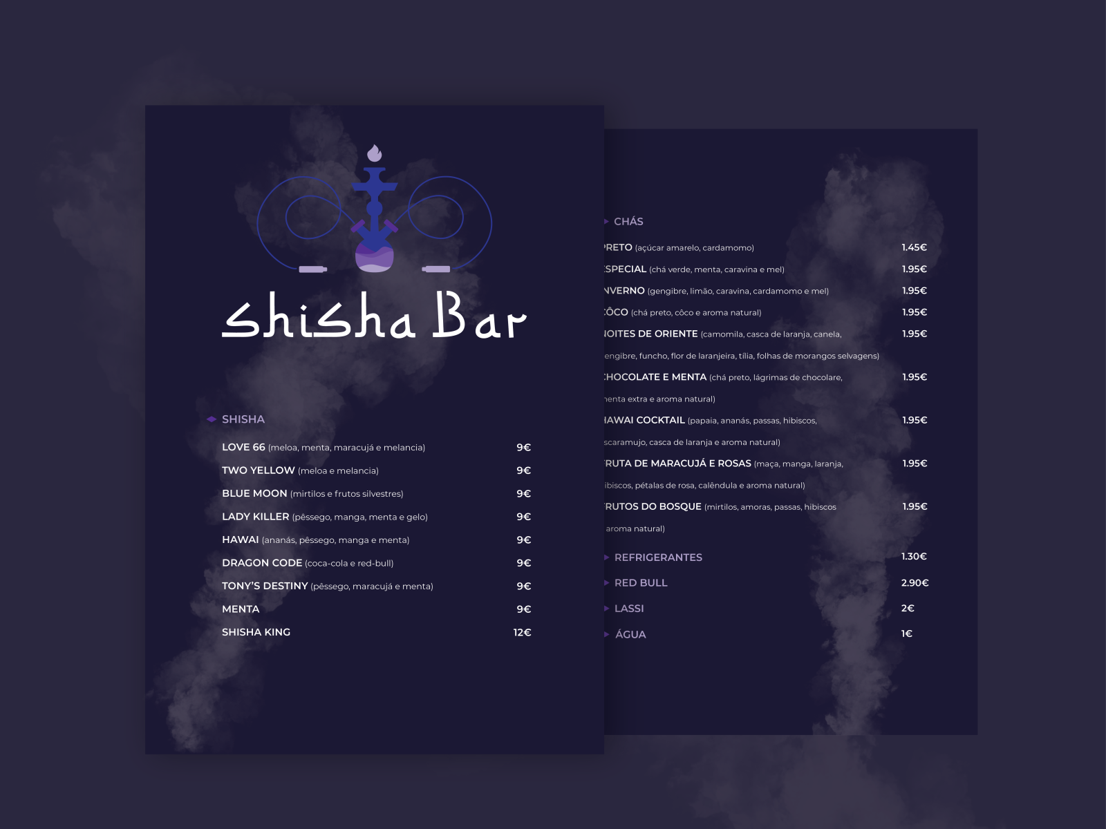 Shisha Bar - Menu Design by Beatriz Parente Rodrigues on Dribbble