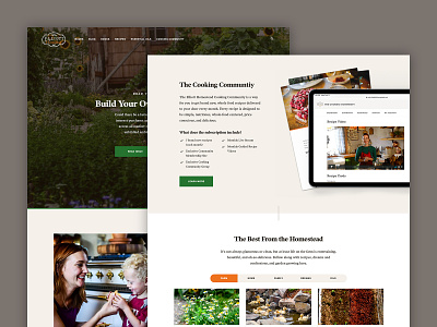The Elliott Homestead green homepage orange webdesign