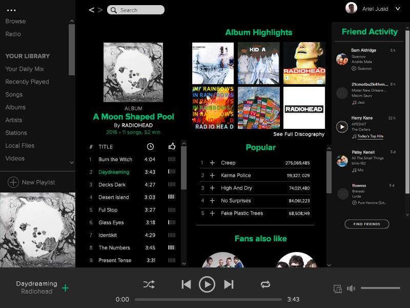 Daily UI Challenge #9 / Music Player by Ariel Jusid on Dribbble