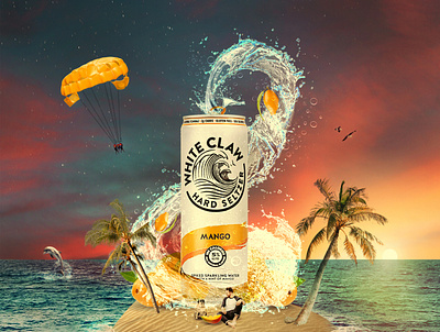 Mango White Claw Print Ad ad advertisement beach beverage brand composite concept concept art design mango photoshop print pug whiteclaw
