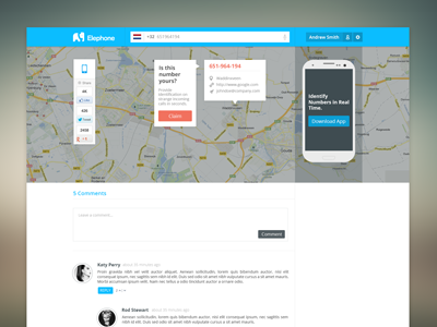 Elephone Search Section flat ui ux website